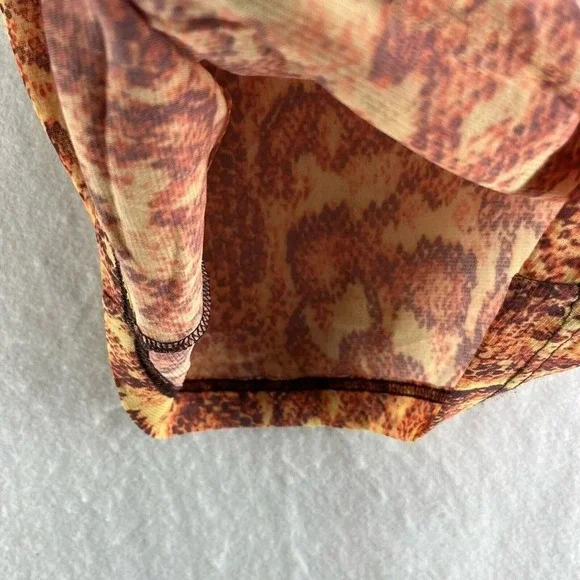 Urban Outfitters Dress Women's Sz Small Orange Mesh Snakeskin Mock Neck Bodycon - Picture 11 of 13